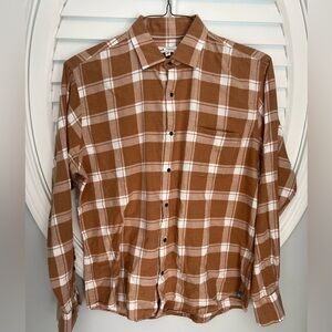 Peter‎ Millar brown/tan men’s plaid large button down